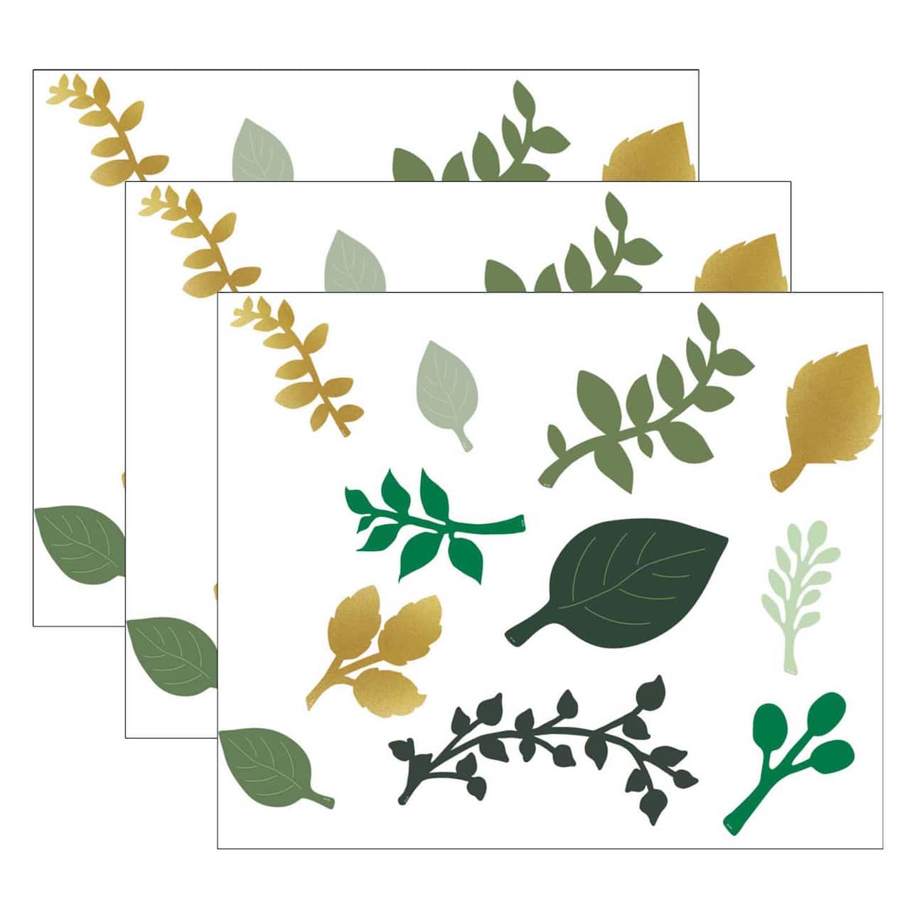 Teacher Created Resources Green & Gold Paper Leaves, 3 Packs of 40